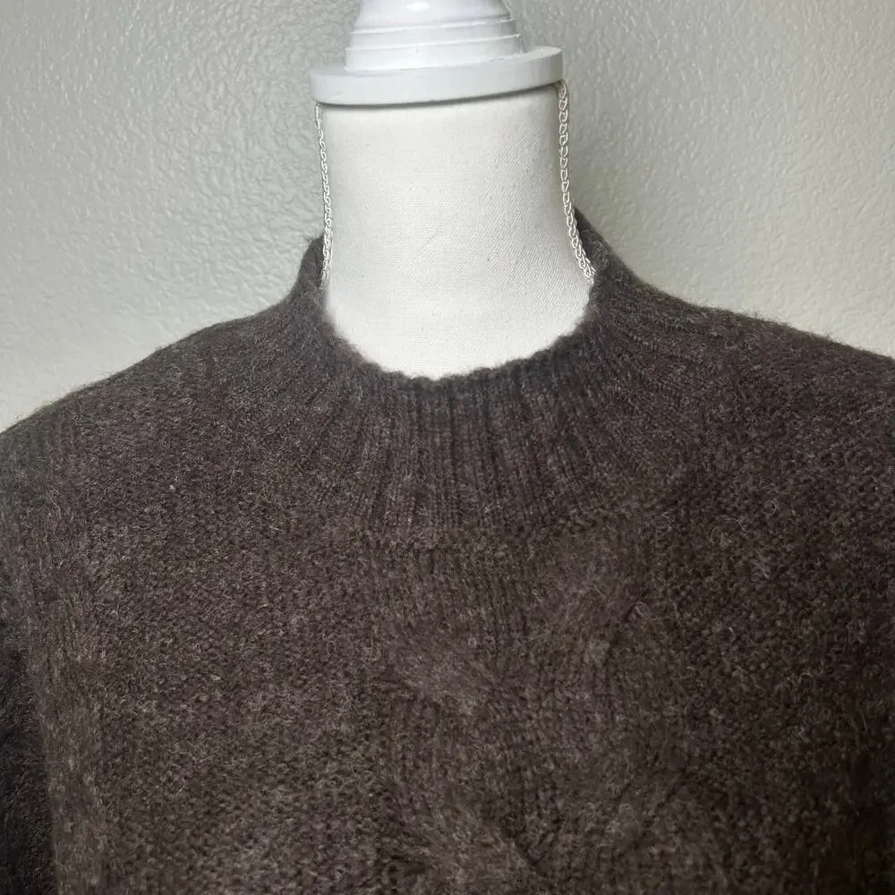 World Market NWT  brown wool blend chunky mock neck oversize sweater one size